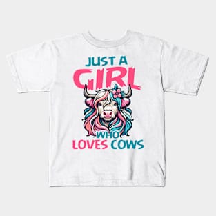 Scottish Highland Cow-Shirt Just Girl Loves Cow Kids Toddler Kids T-Shirt